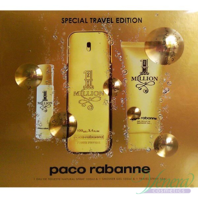 Paco Rabanne 1 Million Комплект (EDT 100ml + EDT 15ml + Shower Gel 100ml) за Мъже За Мъже