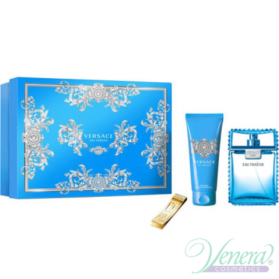 Versace Man Eau Fraiche Комплект (EDT 100ml + SG 100ml + Щипка за пари) за Мъже Мъжки Комплекти