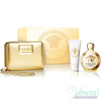 Versace Eros Pour Femme Комплект (EDP 100ml + BL 100ml + Bag) за Жени Дамски Комплекти
