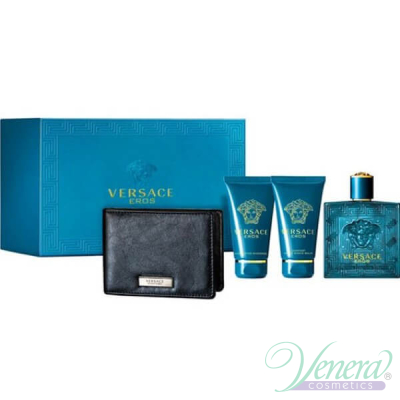 Versace Eros Комплект (EDT 100ml + AS Balm 50ml + SG 50ml + портфейл) за Мъже За Мъже