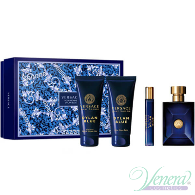 Versace Pour Homme Dylan Blue Комплект (EDT 100ml + EDT 10ml + SG 100ml + AS Balm 100ml) за Мъже Мъжки Комплекти